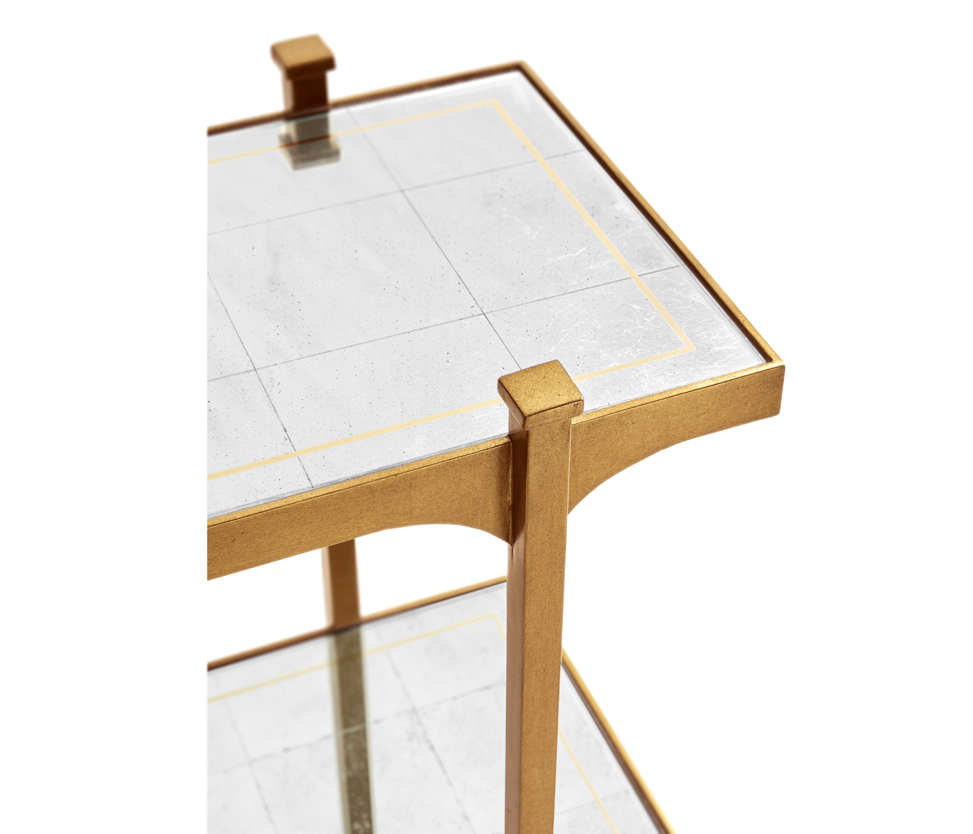 Églomisé & Gilded Iron Three-Tier Étagère