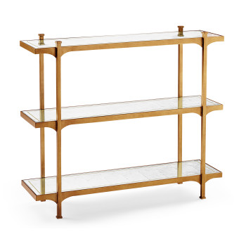 Églomisé & Gilded Iron Three-Tier Étagère