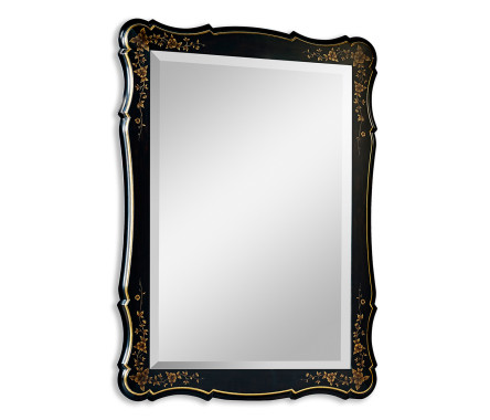 Black & gilded floral rectangular mirror