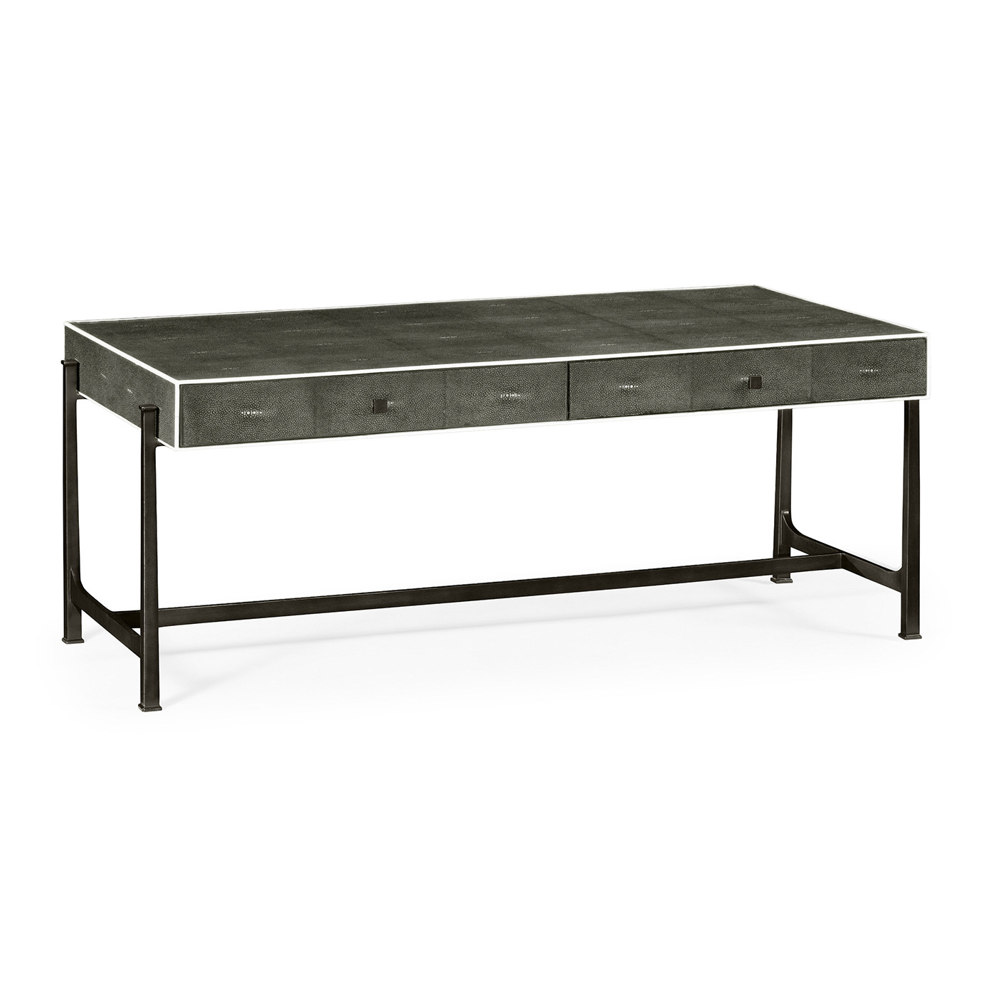 Anthracite Faux Shagreen Coffee Table with Bronze Base