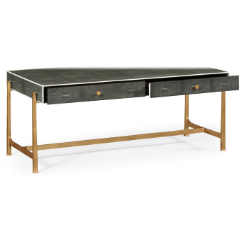 Anthracite Faux Shagreen Coffee Table with Gilded Base
