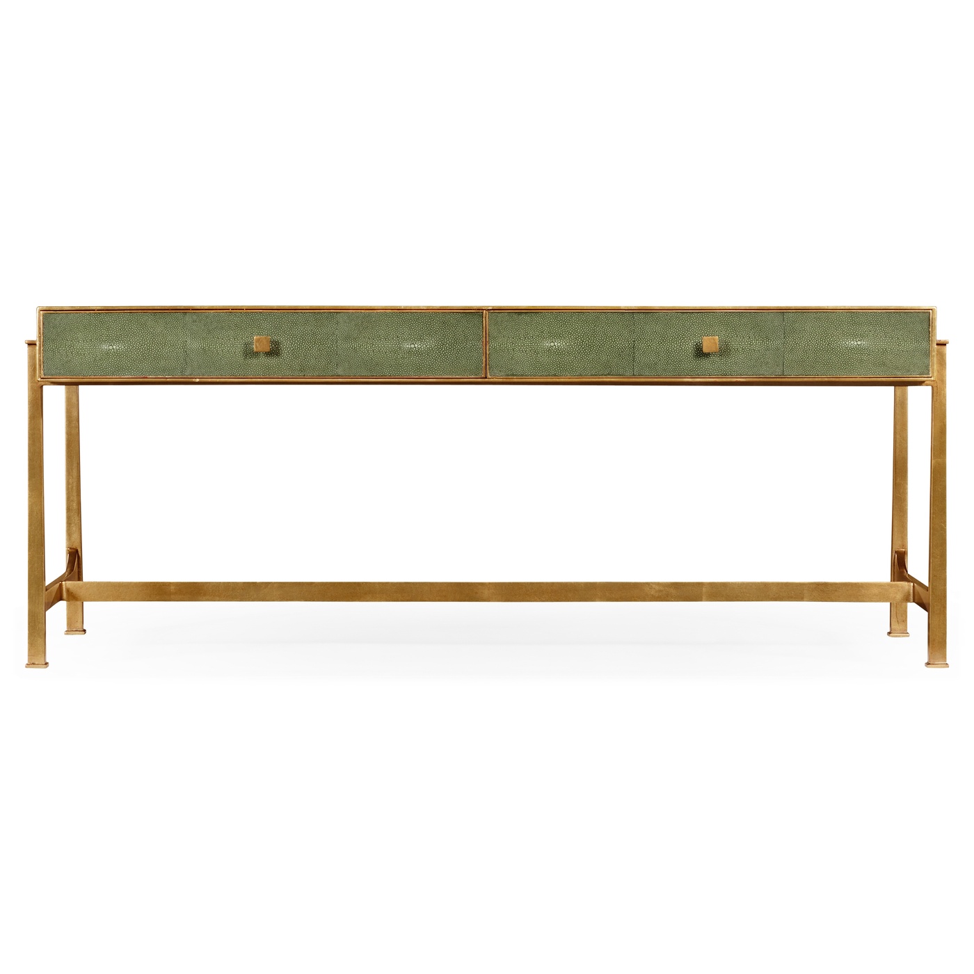 Green Faux Shagreen Coffee Table with Gilded Base