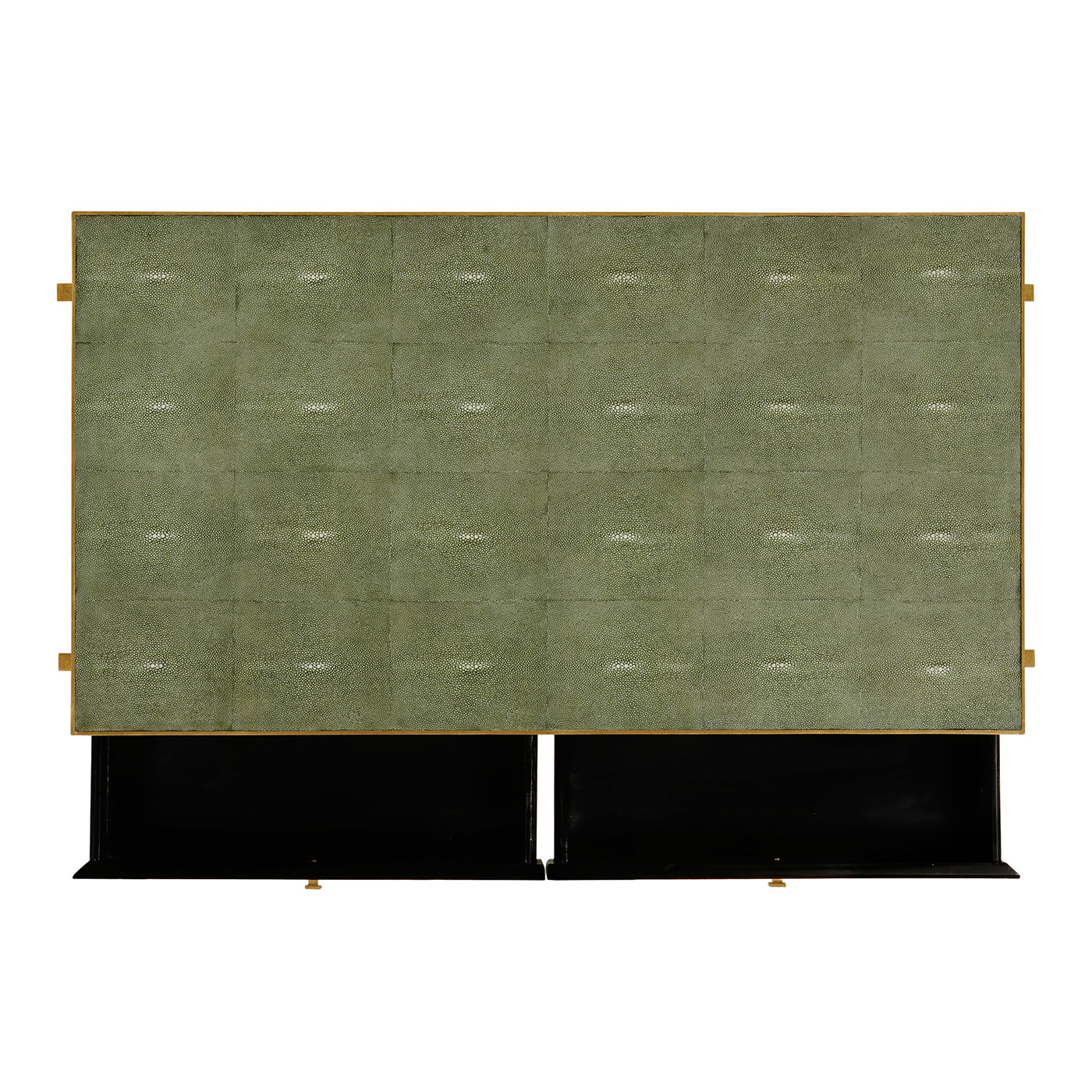 Green Faux Shagreen Coffee Table with Gilded Base