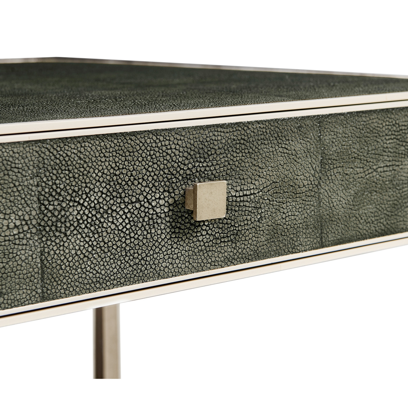 Anthracite Faux Shagreen Coffee Table with Silver Base