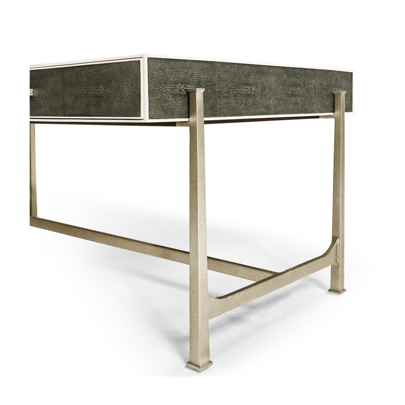 Anthracite Faux Shagreen Coffee Table with Silver Base