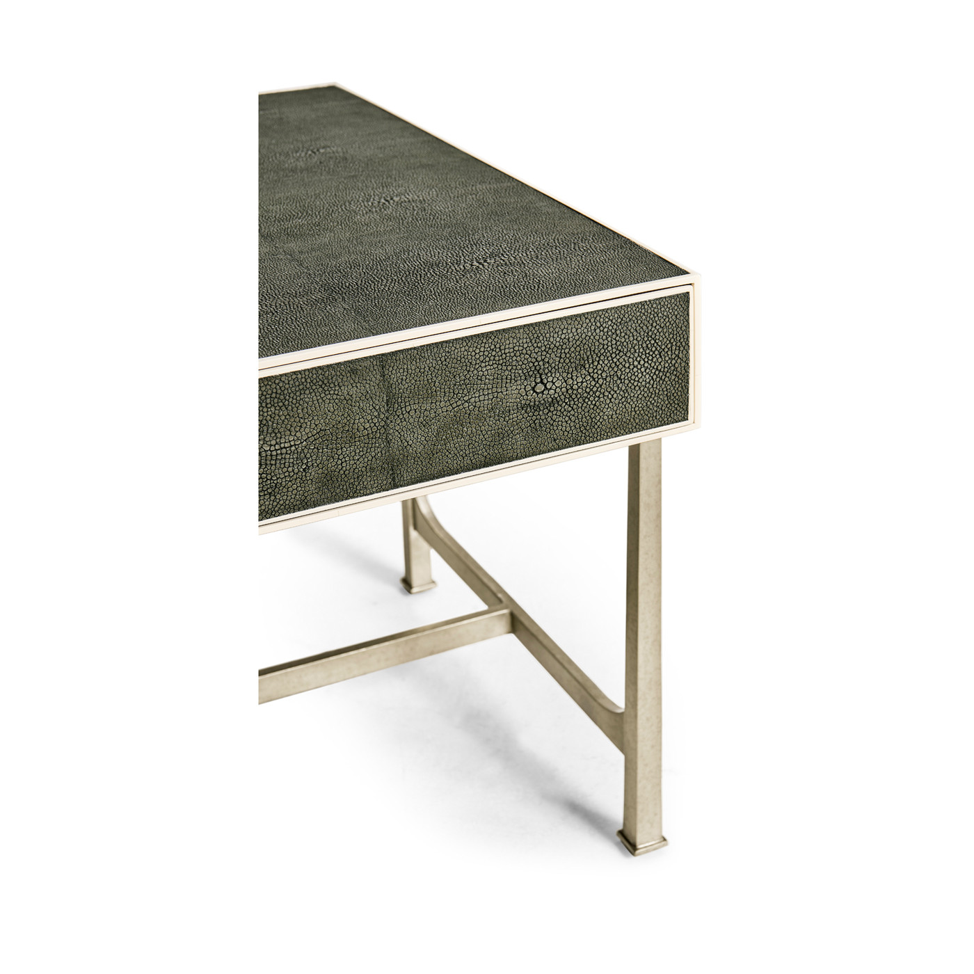 Anthracite Faux Shagreen Coffee Table with Silver Base