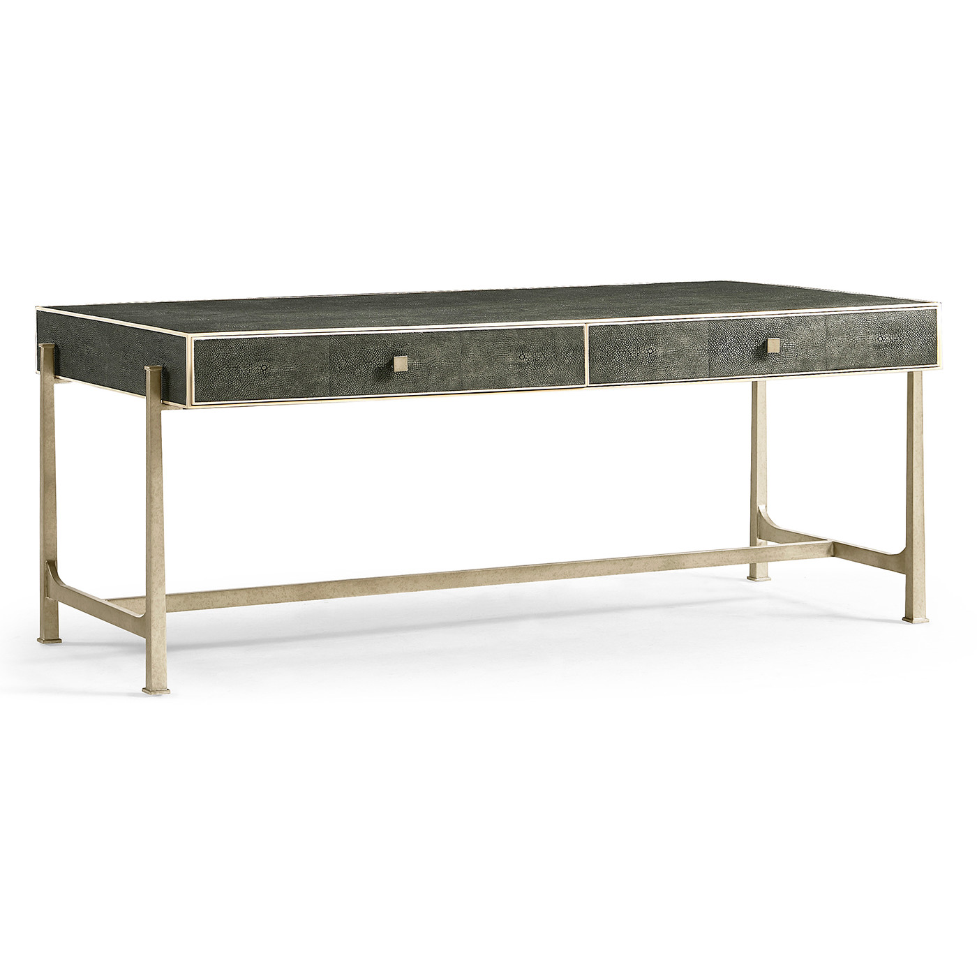 Anthracite Faux Shagreen Coffee Table with Silver Base