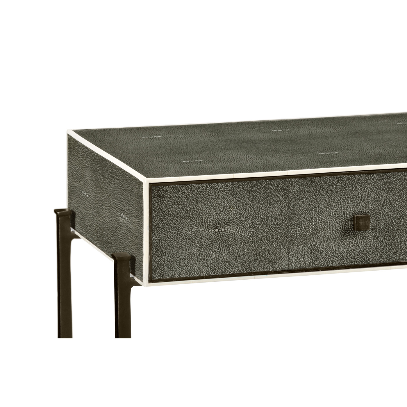 Anthracite Faux Shagreen & Bronze Console
