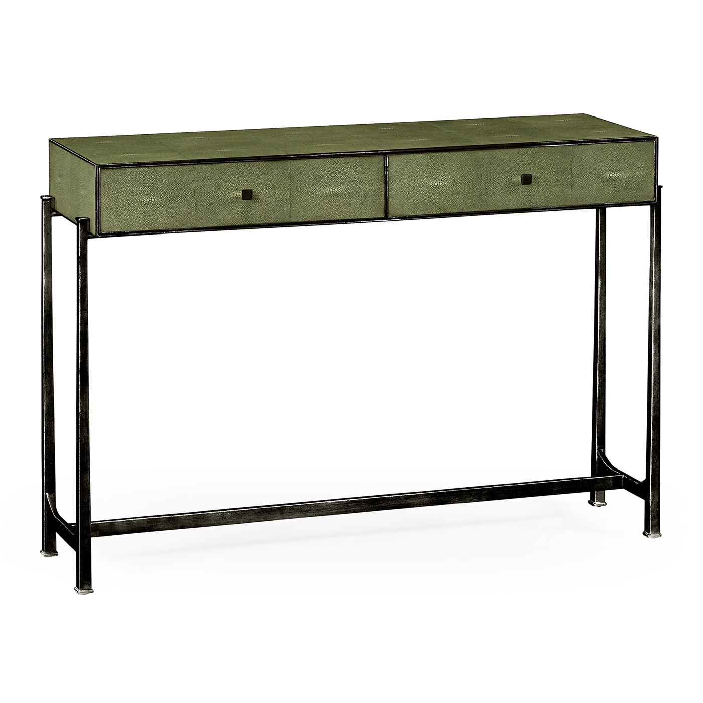 Green Faux Shagreen & Bronze Console 