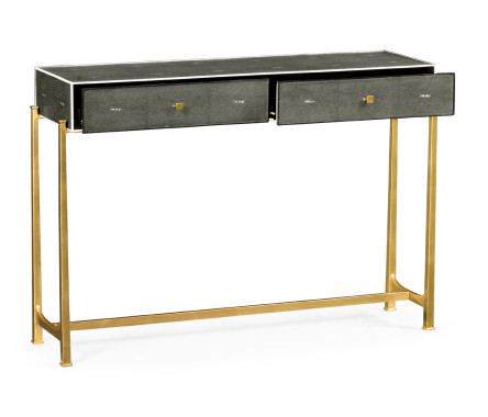 Anthracite Faux Shagreen & Gilded Console 