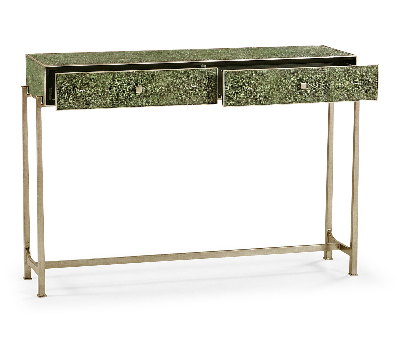 Green Faux Shagreen & Silver Console