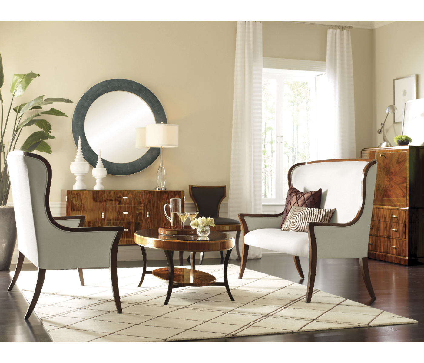 Art Deco Satin Curved Sideboard 