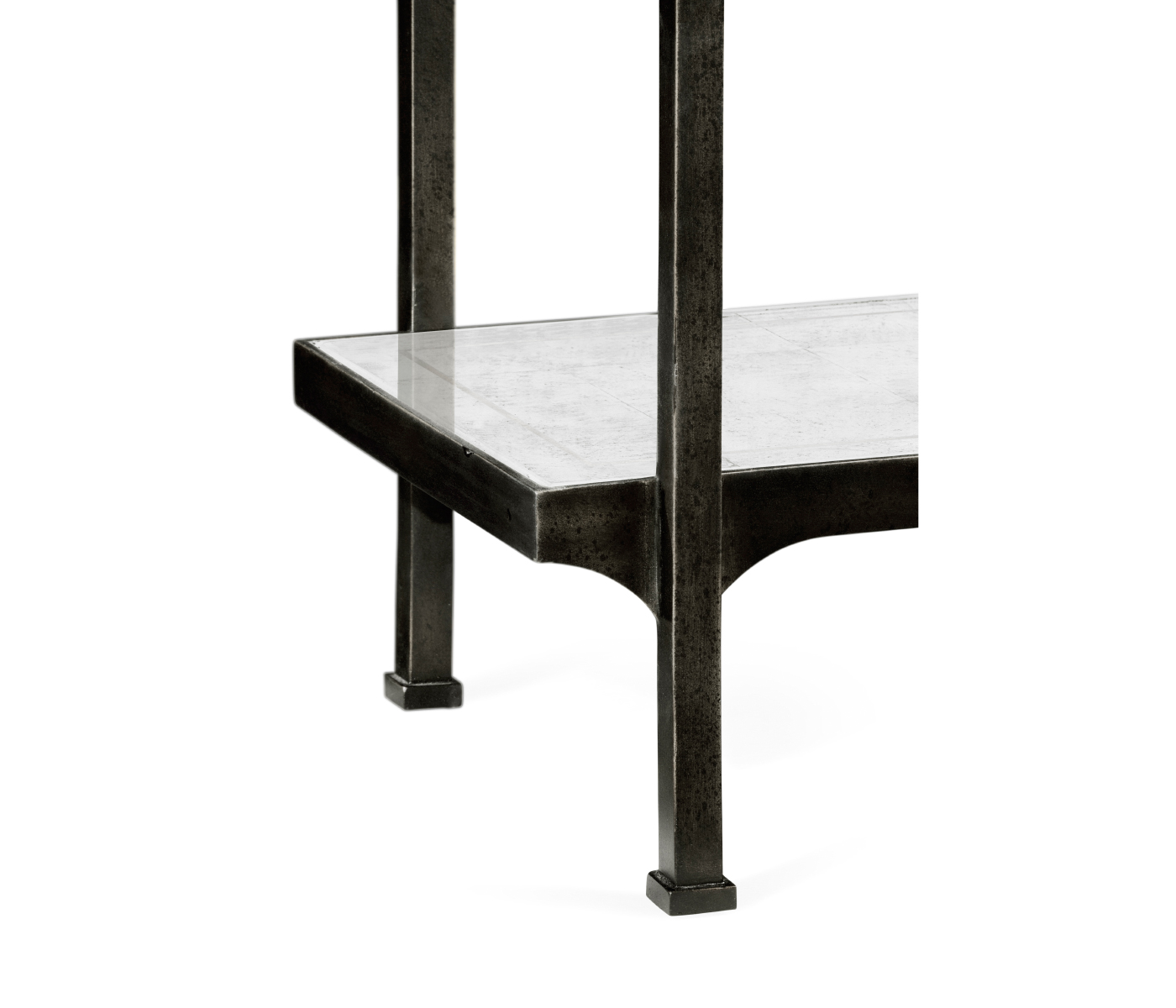 Églomisé & Bronze Iron Narrow Four-Tier Étagère