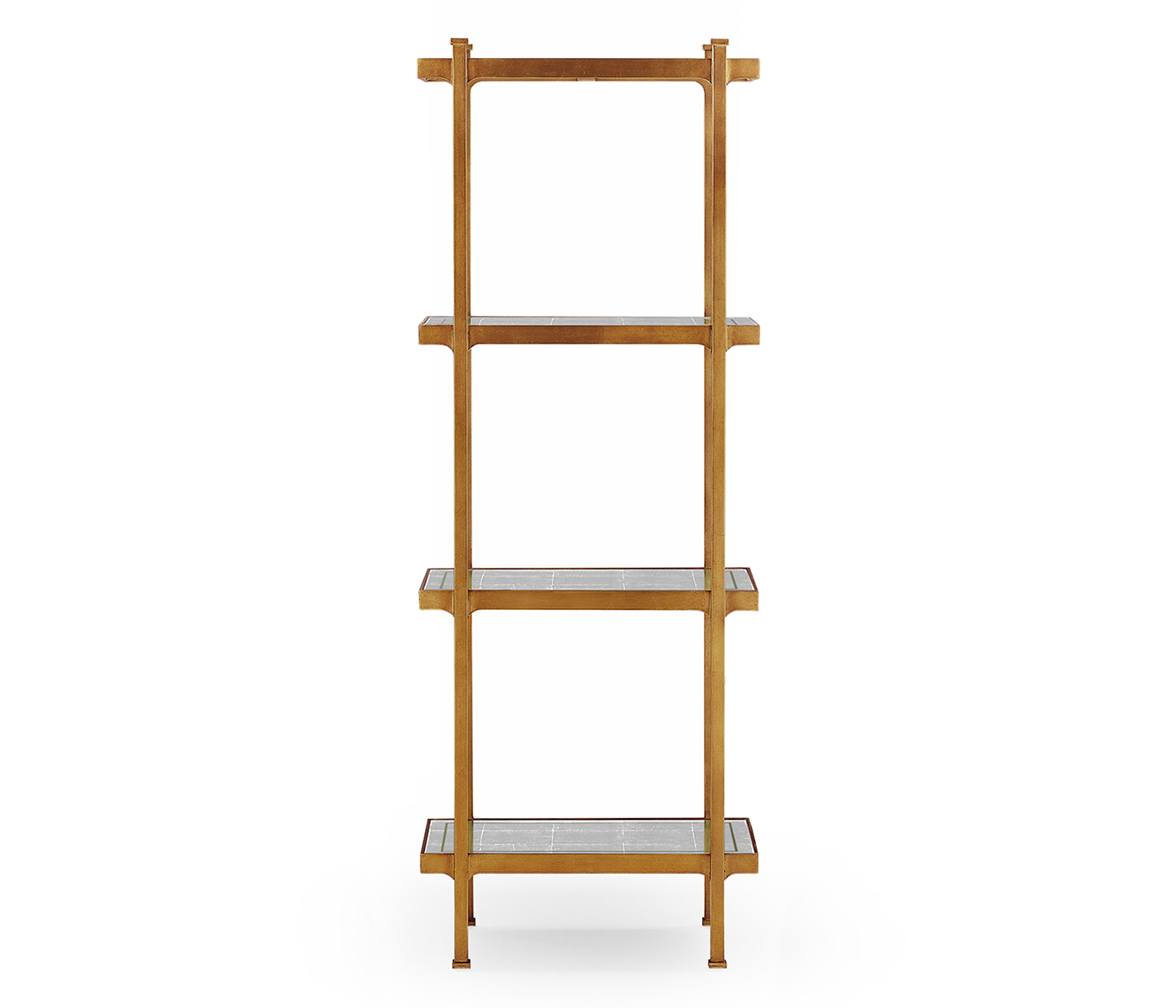 Églomisé & Gilded Iron Narrow Four-Tier Étagère