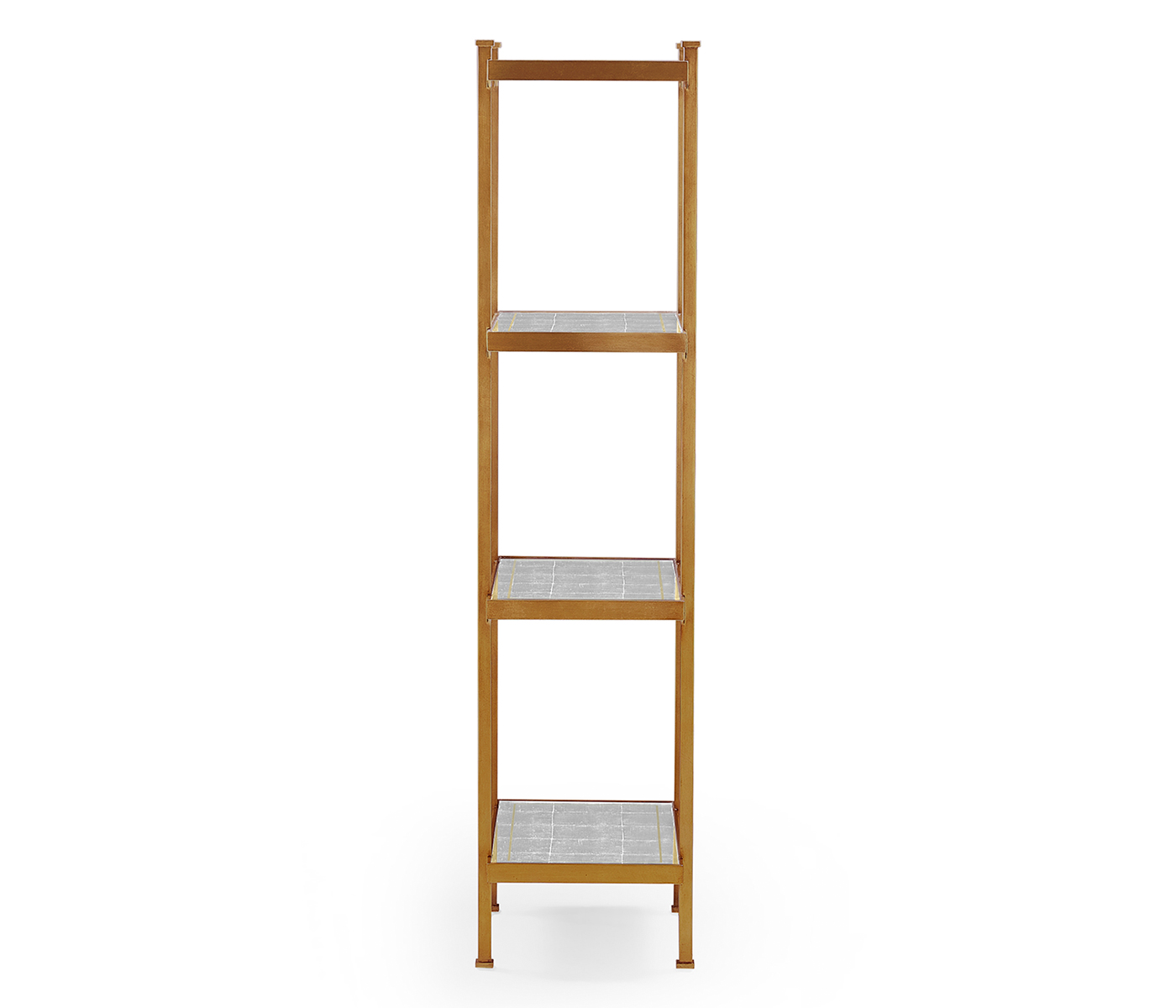 Églomisé & Gilded Iron Narrow Four-Tier Étagère
