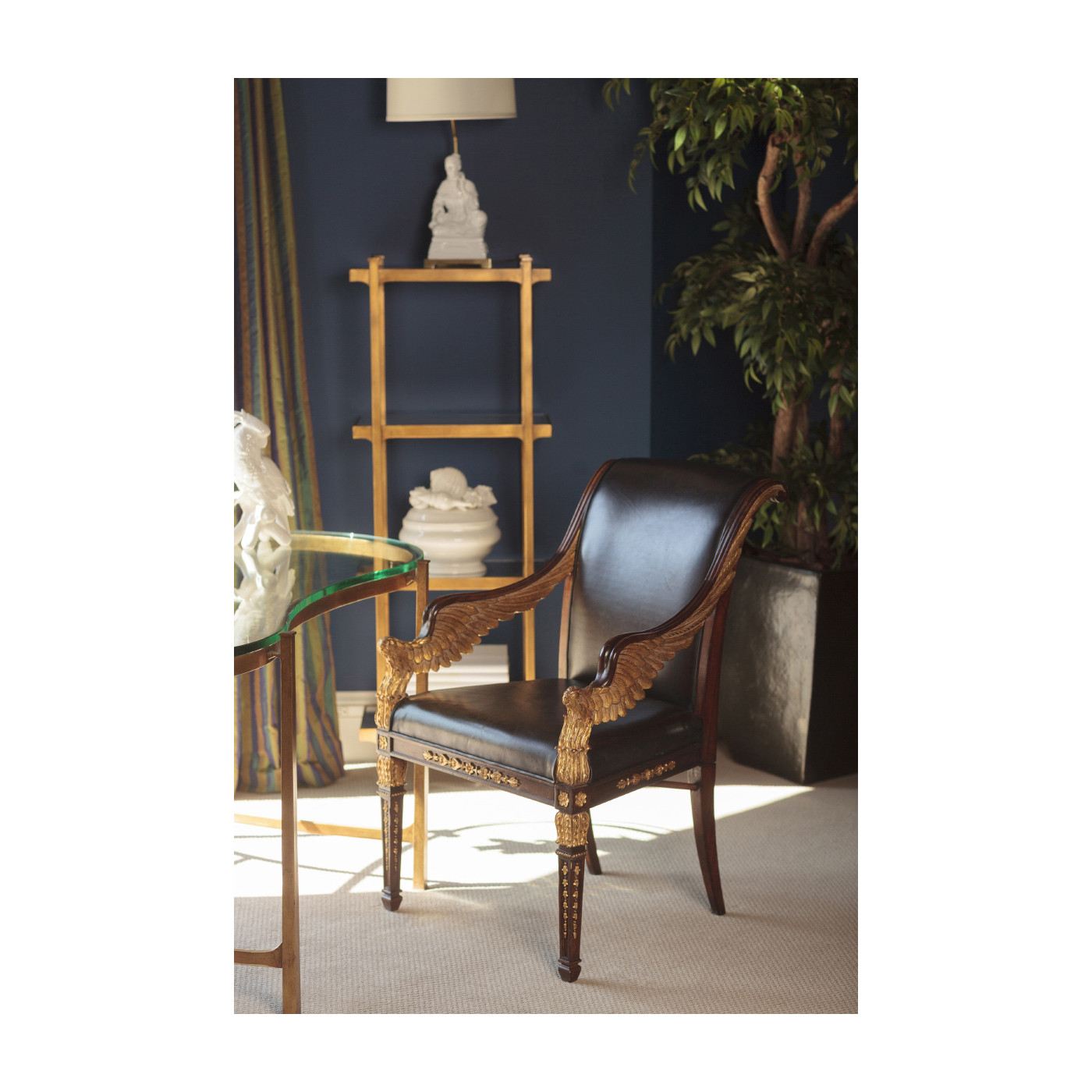 Églomisé & Silver Iron Narrow Four-Tier Étagère