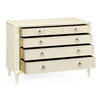 Neo-classical white painted chest of drawers