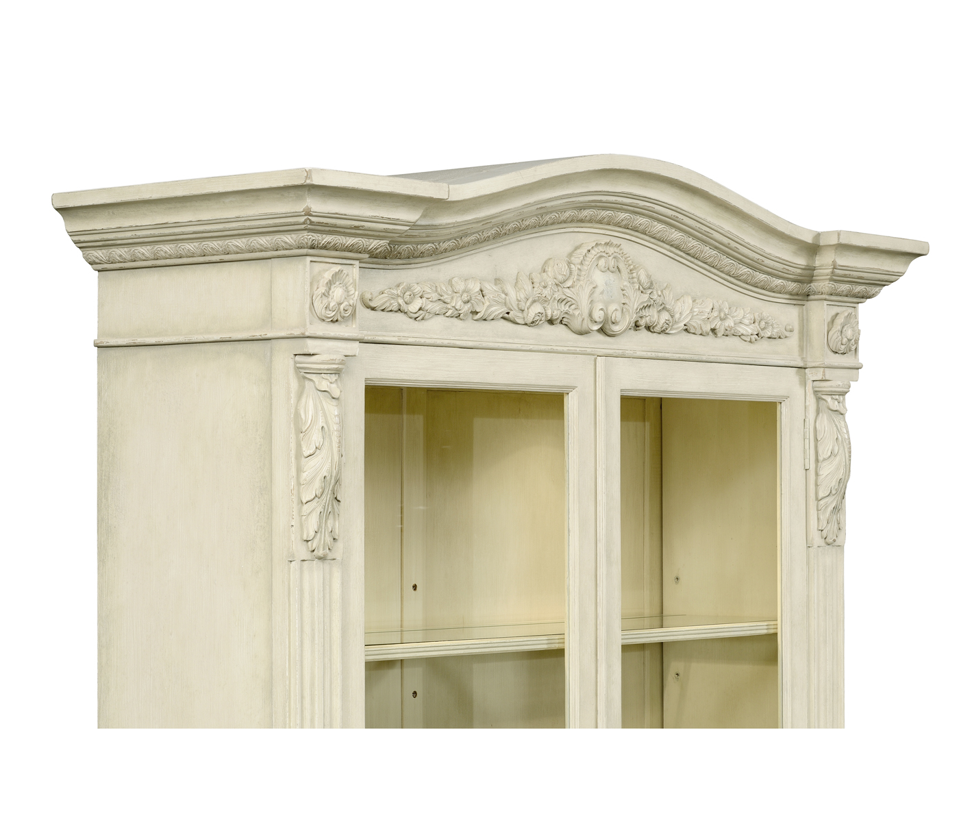 French Provincial Dusty White Glazed China Cabinet