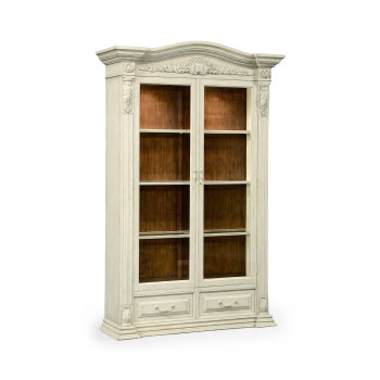 French Provincial Dusty White Glazed China Cabinet