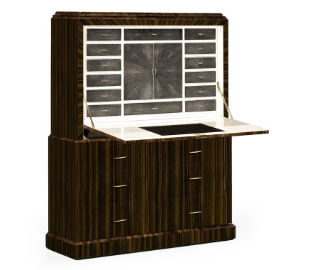Art Deco Macassar Ebony High Lustre Secretaire