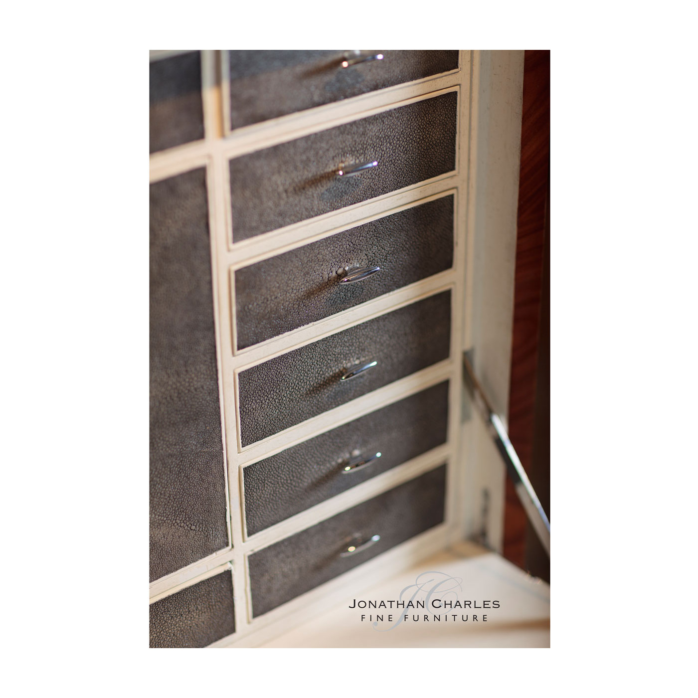 Art Deco style secretaire with stainless steel (High lustre)