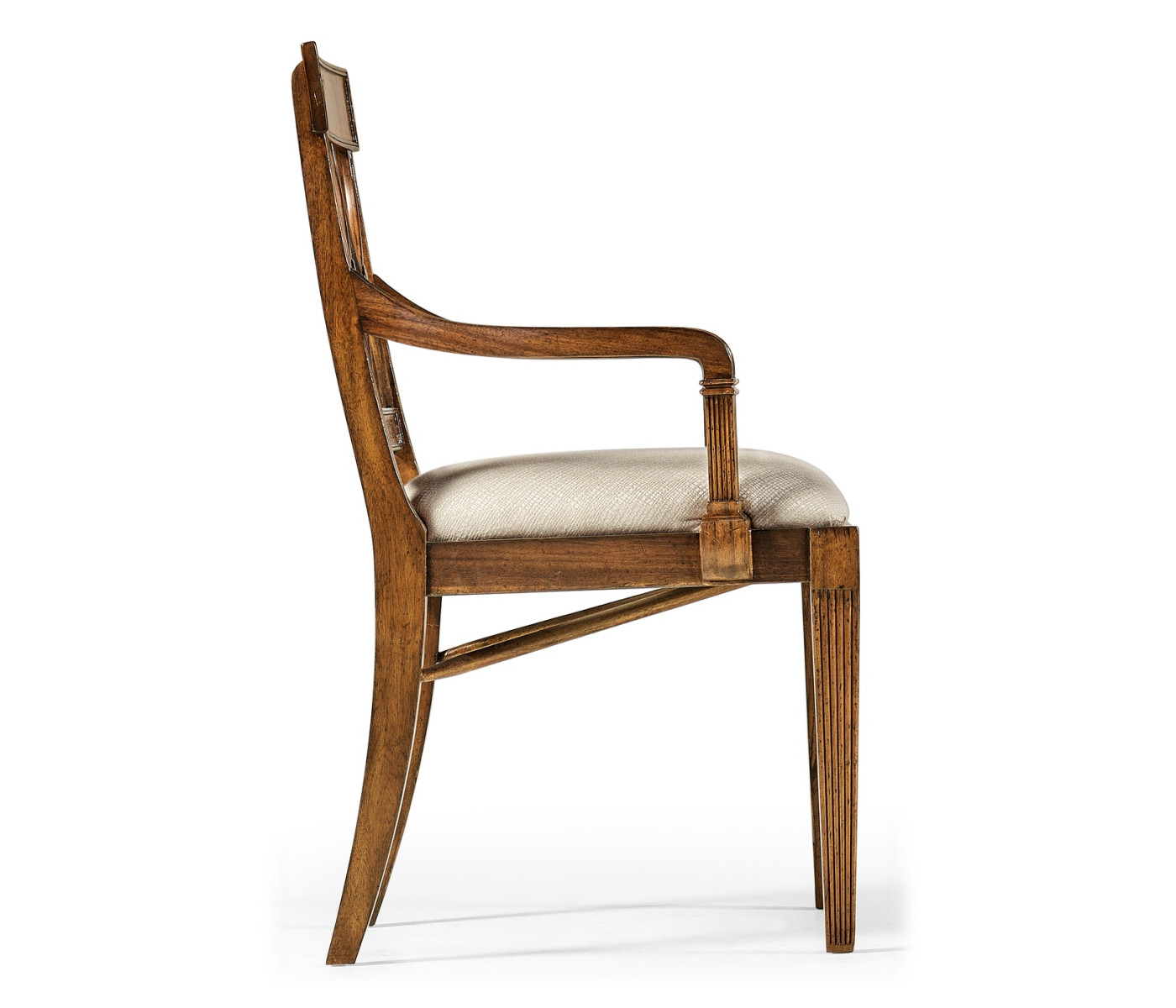 Regency Crotch Walnut Curved Back Arm Chair