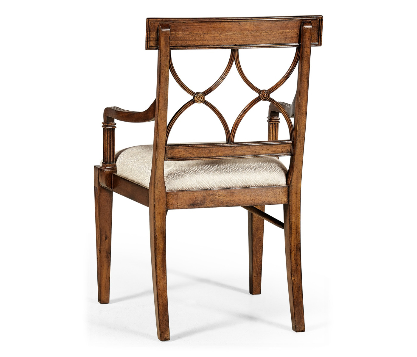 Regency Crotch Walnut Curved Back Arm Chair
