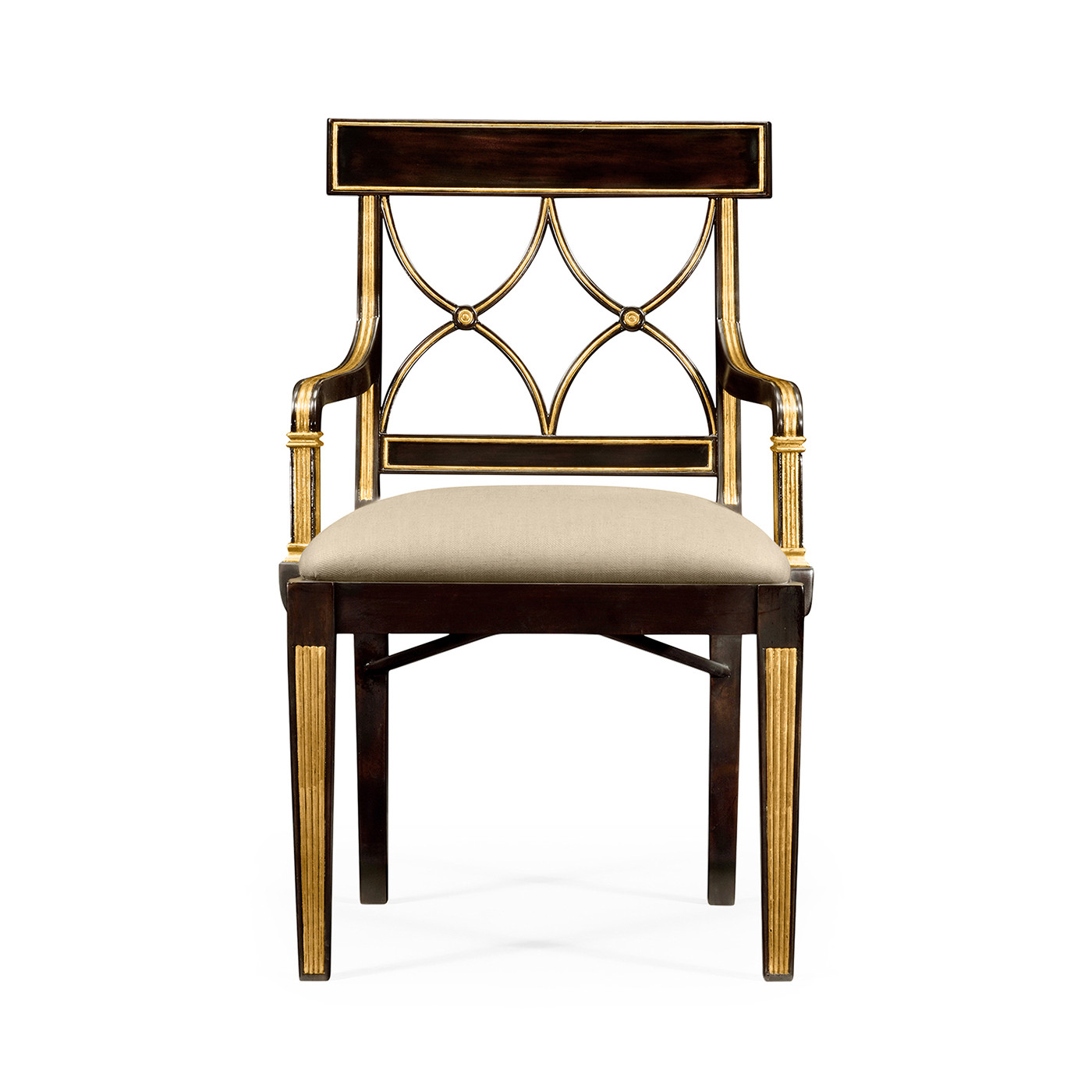 Regency Black Painted Curved Back Arm Chair