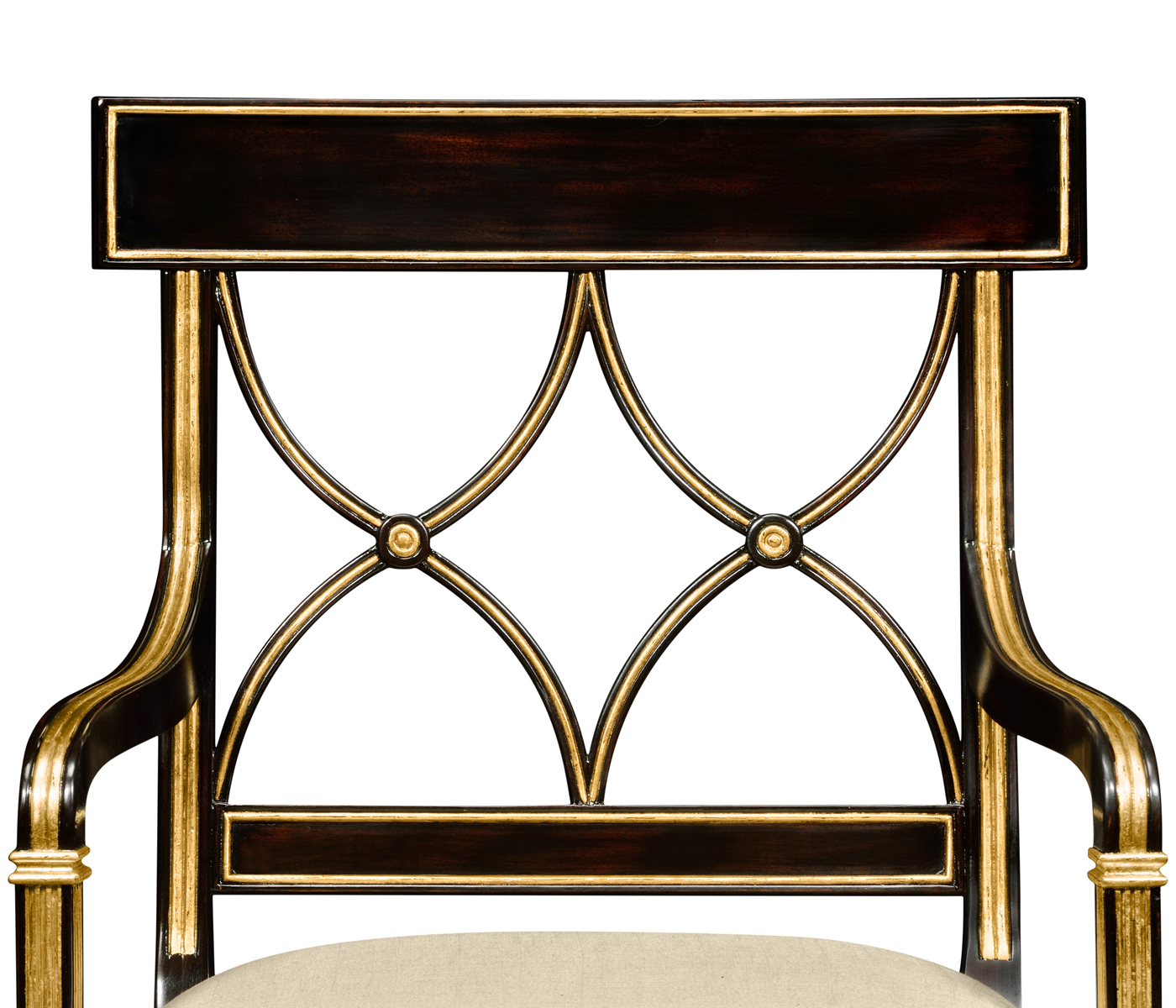 Regency Black Painted Curved Back Arm Chair