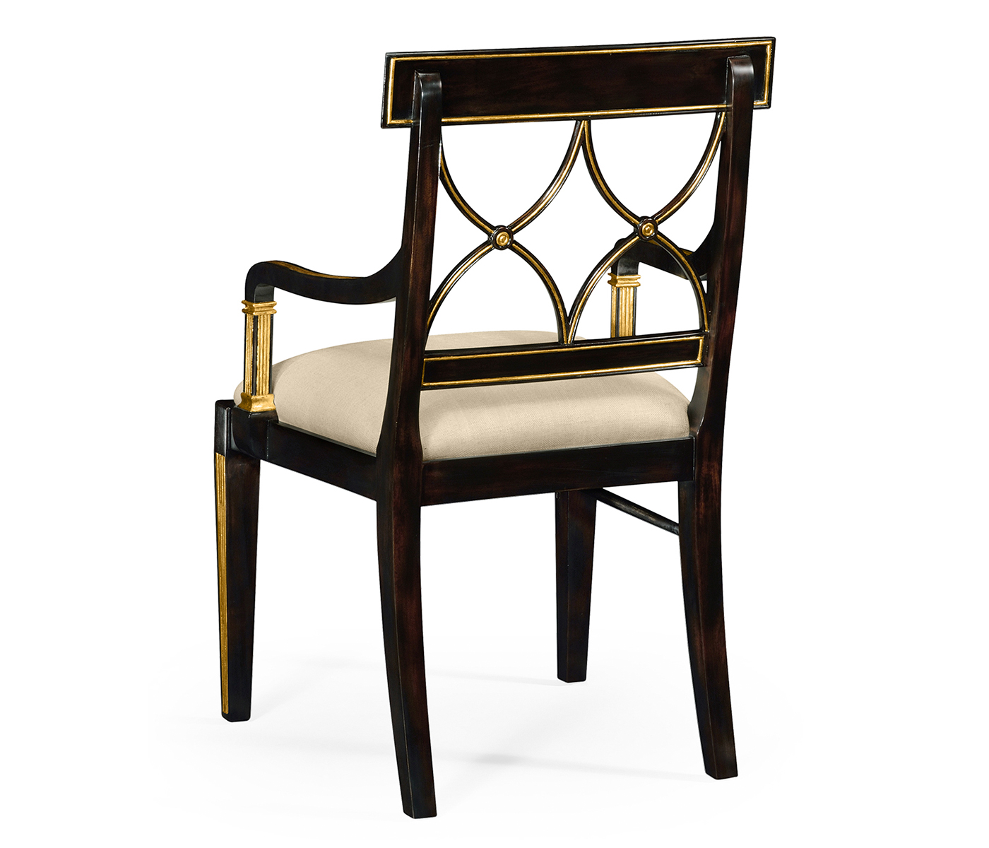 Regency Black Painted Curved Back Arm Chair
