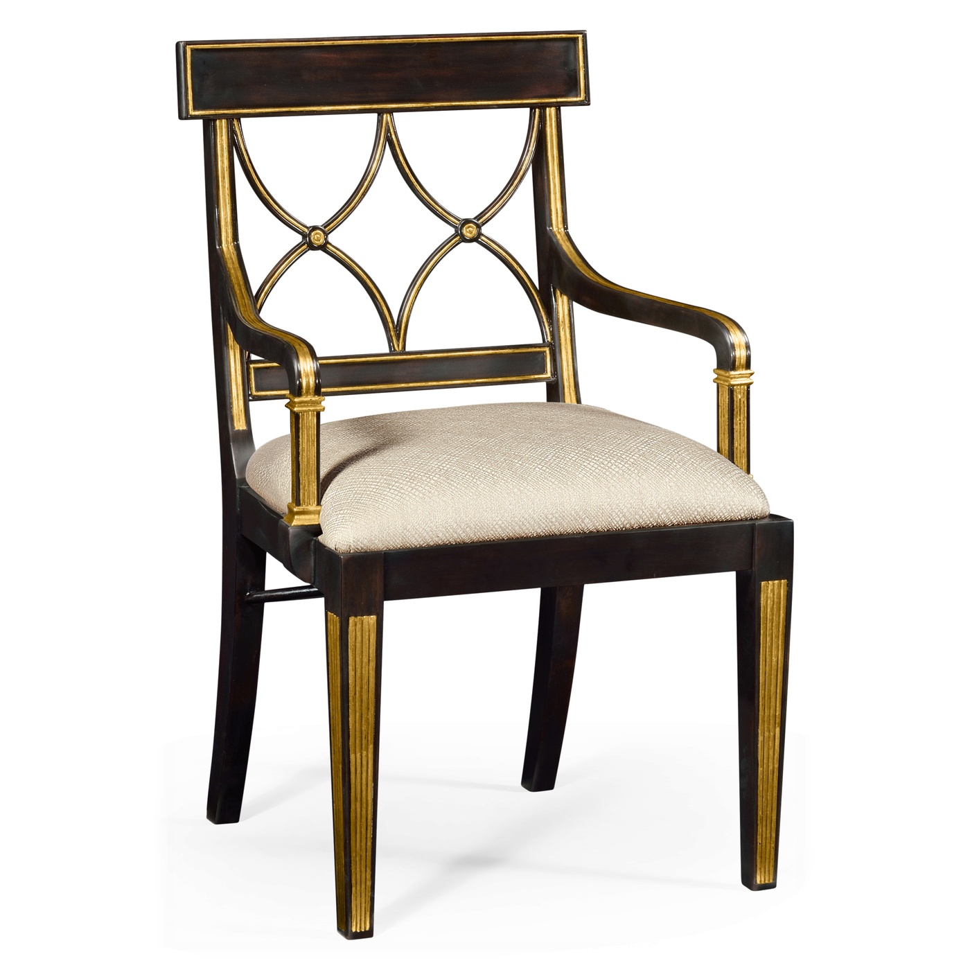 Regency Black Painted Curved Back Arm Chair