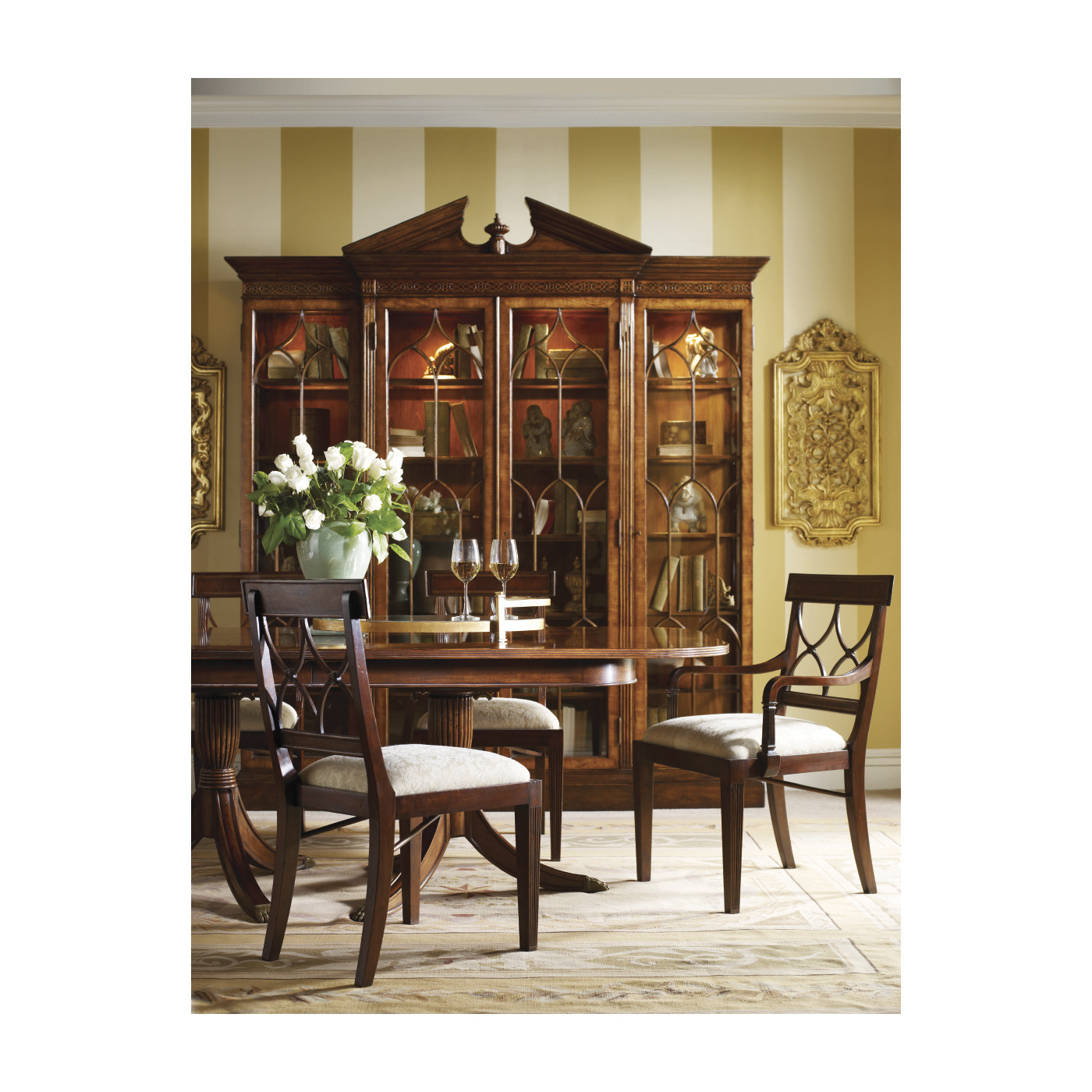 Regency Black Painted Curved Back Arm Chair