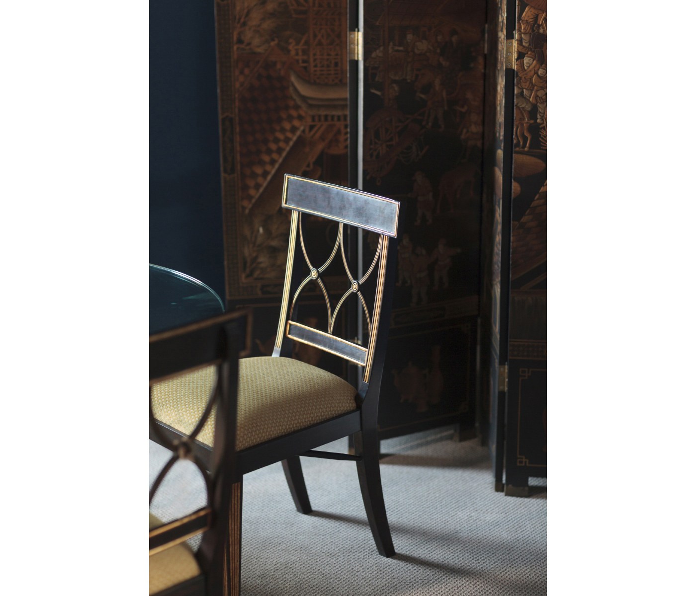 Regency Black Painted Curved Back Side Chair