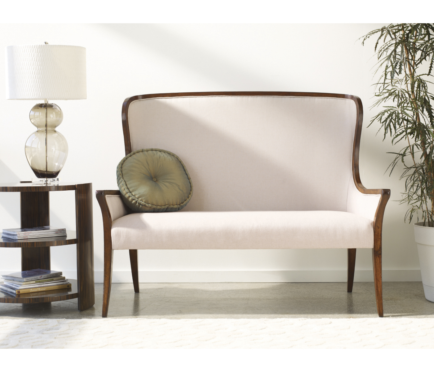 High Curved Back Upholstered Settee