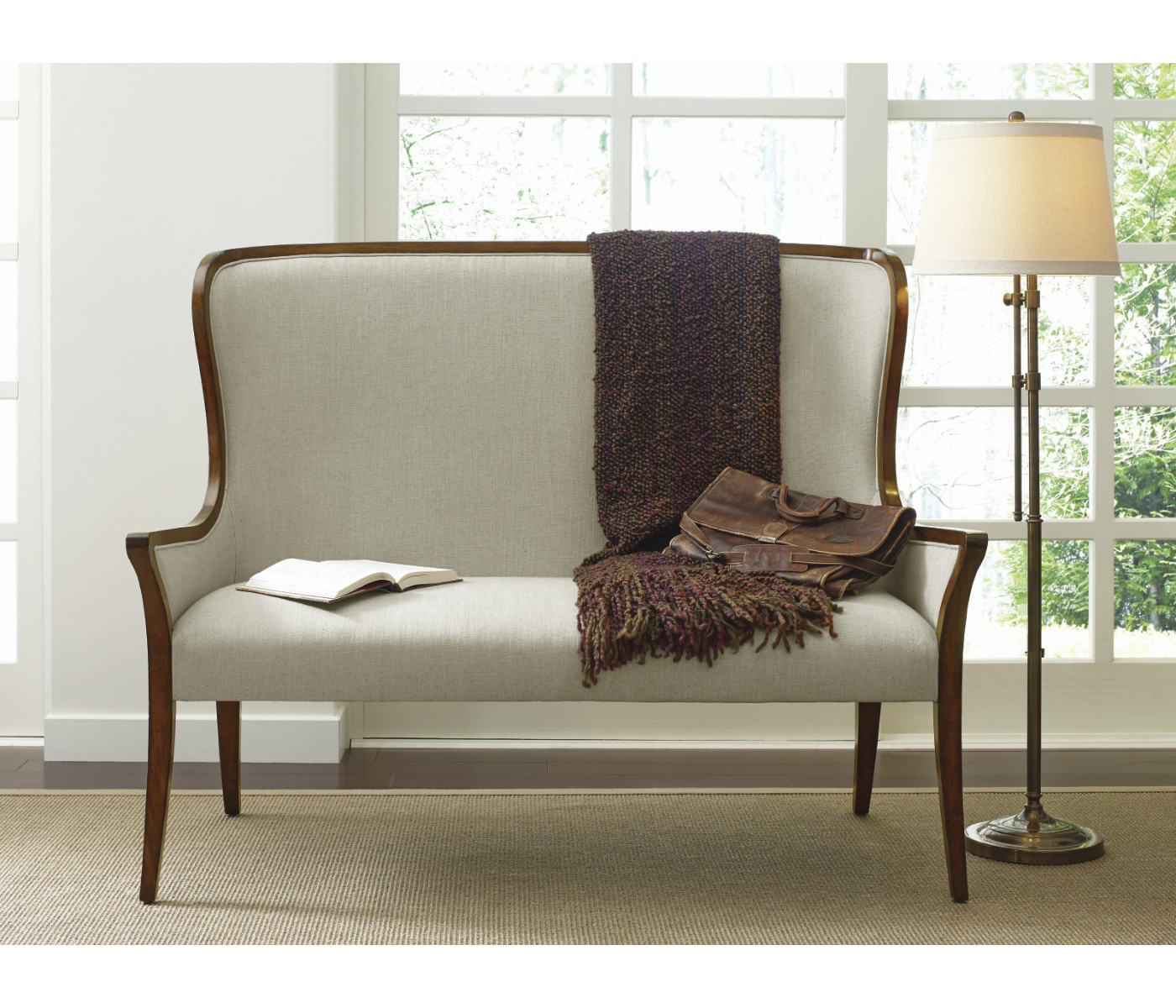 High Curved Back Upholstered Settee