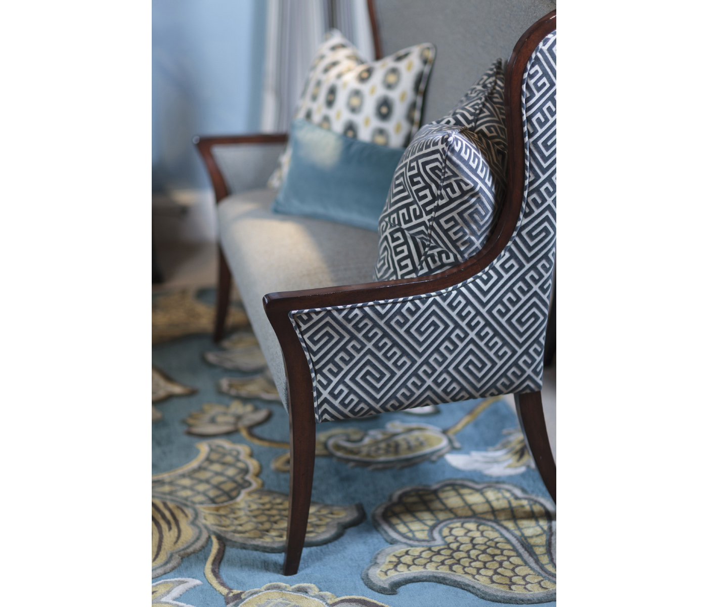 High Curved Back Upholstered Settee