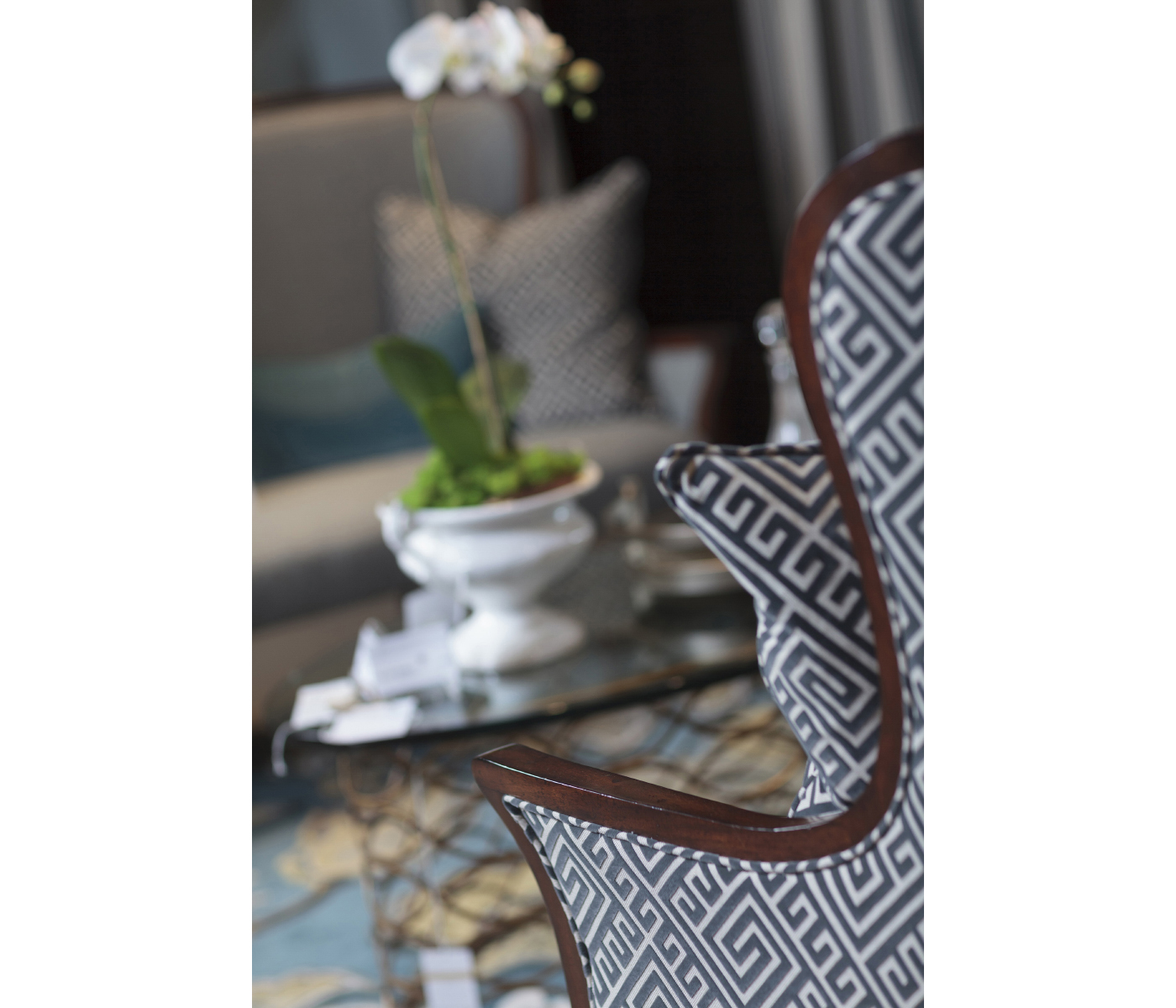 High Curved Back Upholstered Settee