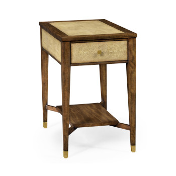 Ivory Faux Shagreen Rectangular Side Table