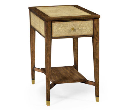 Ivory Faux Shagreen Rectangular Side Table