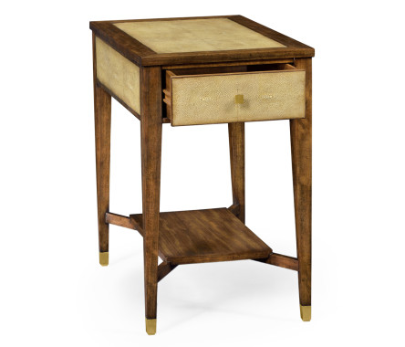 Ivory Faux Shagreen Rectangular Side Table