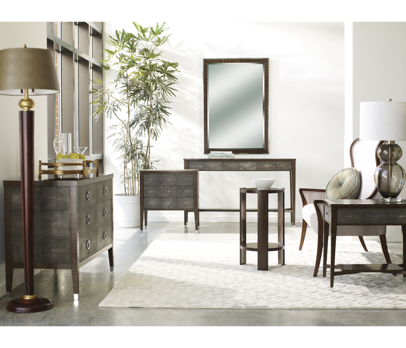 Anthracite Shagreen Rectangular Side Table