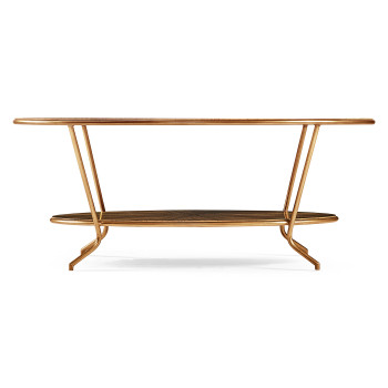 Argentinian walnut veneered oval coffee table