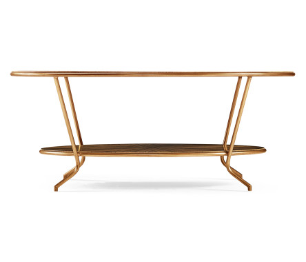 Argentinian walnut veneered oval coffee table