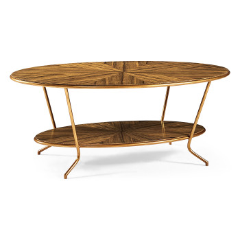 Argentinian walnut veneered oval coffee table