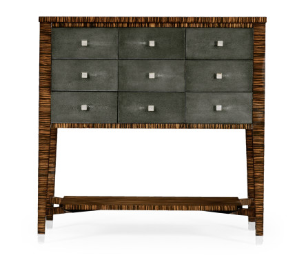 Faux Macassar Ebony & Anthracite Faux Shagreen Chest of Drawers