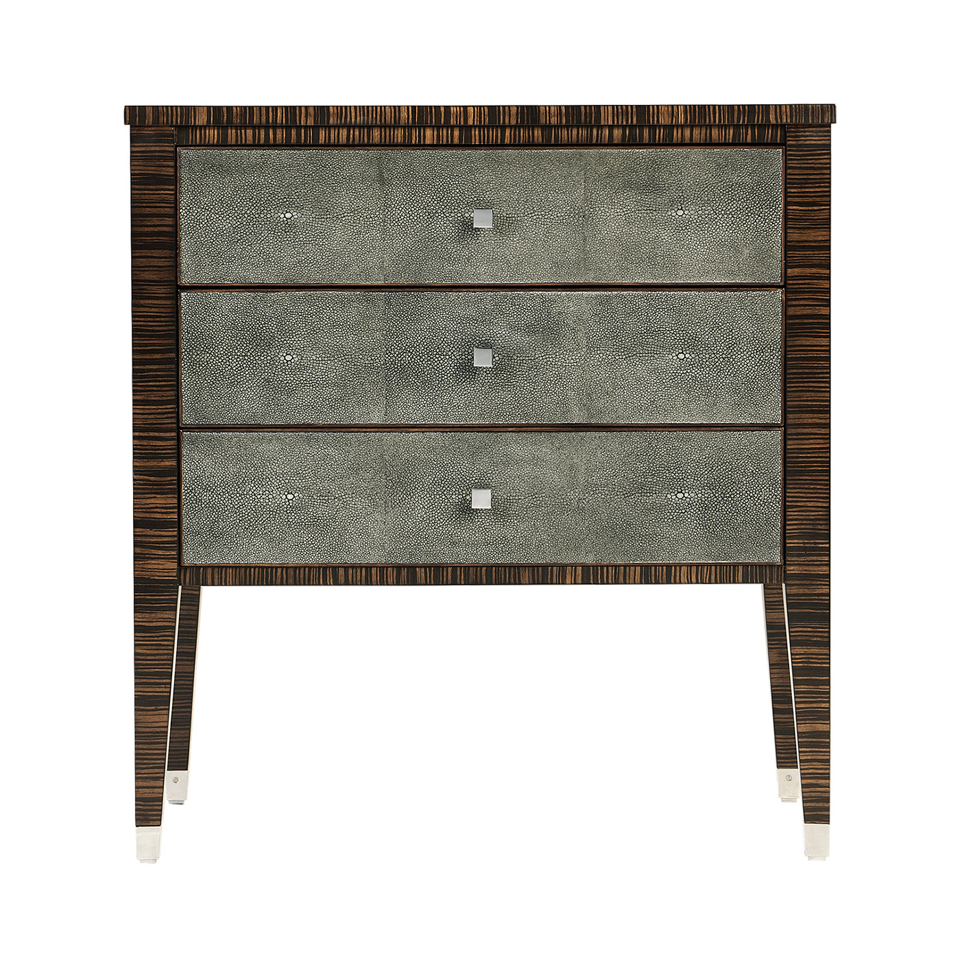 Faux Macassar Ebony & Anthracite Faux Shagreen Bedside Chest of Drawers