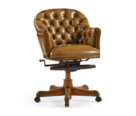 Chesterfield Style Walnut Office Chair