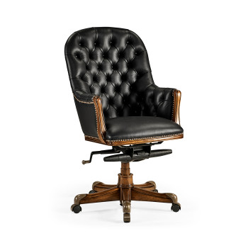 Chesterfield Style High Back Walnut Office Chair
