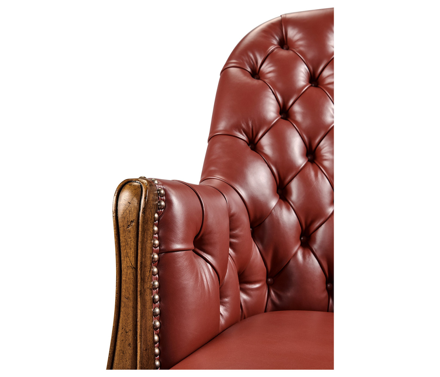 Chesterfield Style High Back Walnut Office Chair
