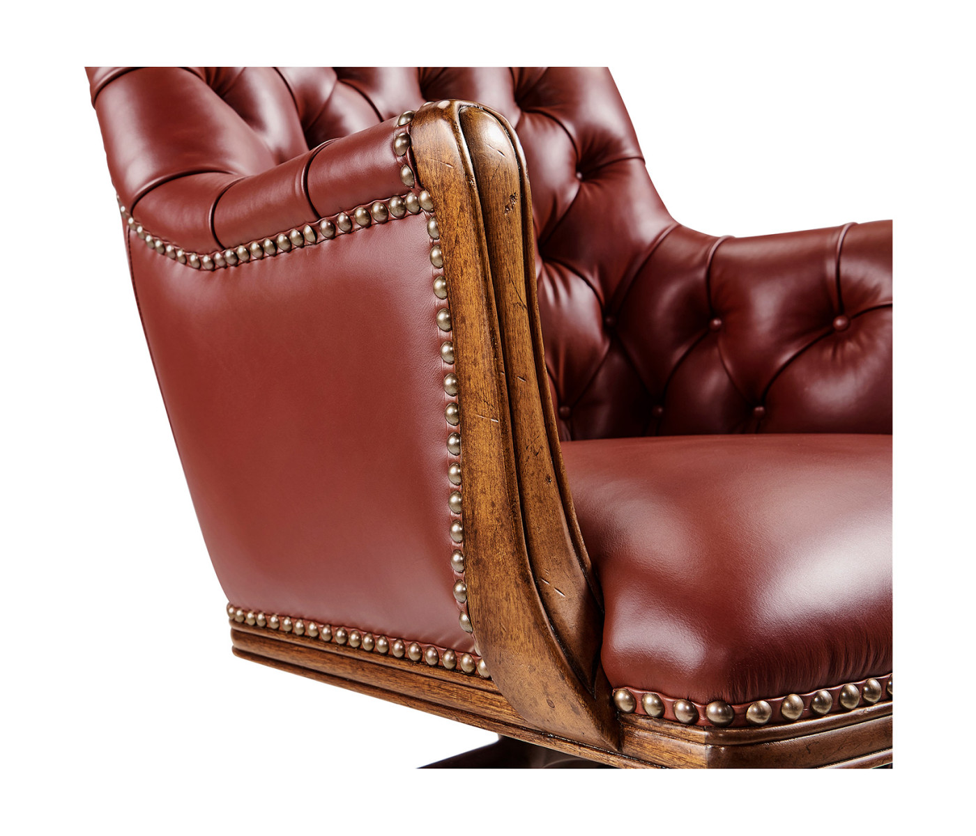 Chesterfield Style High Back Walnut Office Chair